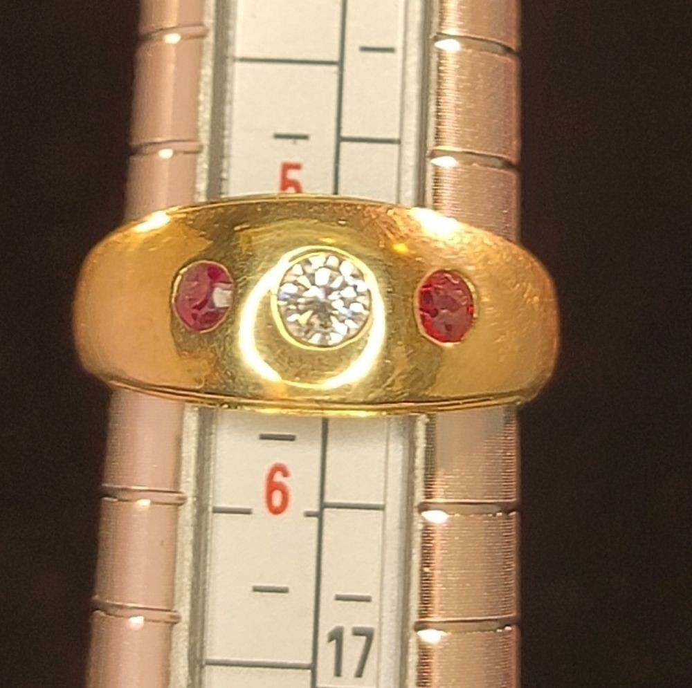 Marked ~ 14k GOLD ~ Natural Diamond 💎 & 2 Nice (Natural ?) Rubies ~ 5 grams Tot - Picture 2 of 16